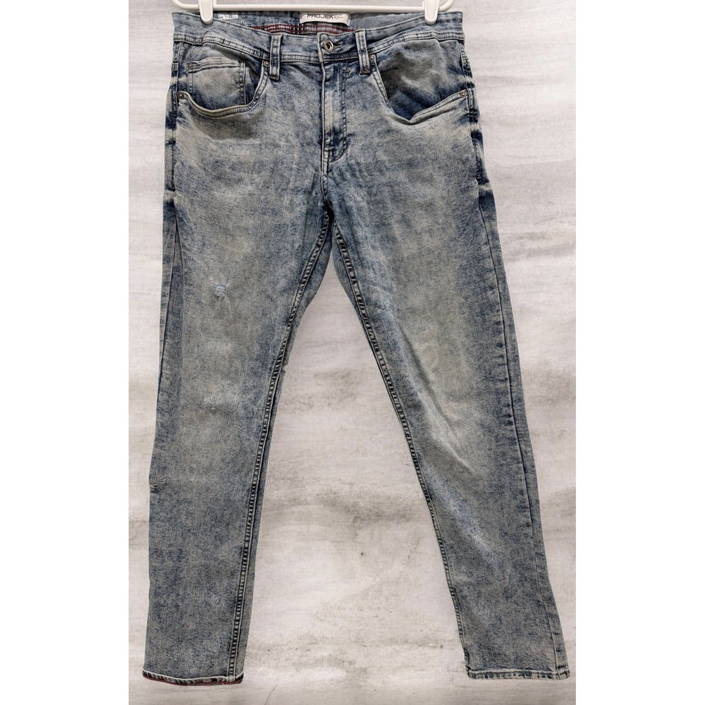 Projek Raw HIRI Jeans Mens Distressed Acid Wash Skinny Slim Fit Stretch Denim 34